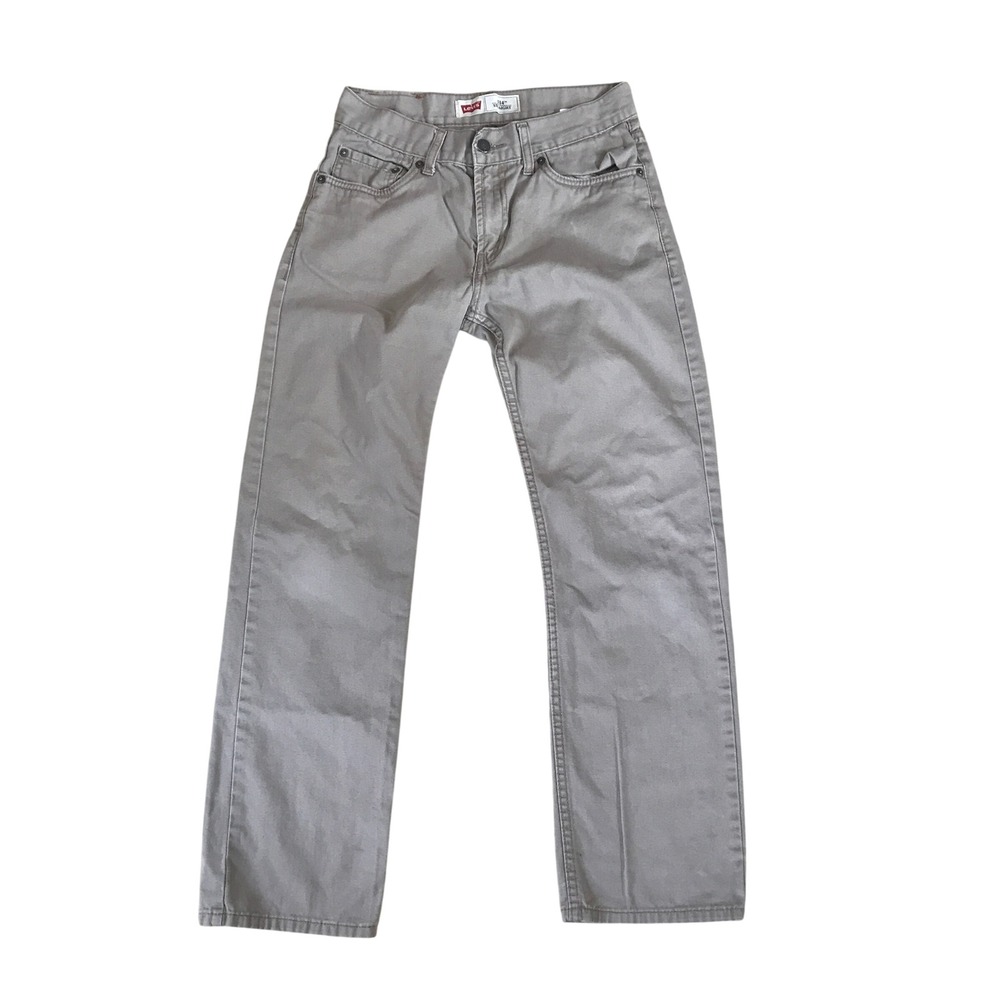 Levis 514 Straight Fit Pants Boys 16 Reg Grey Khaki White Tag W28 L28 Cotton